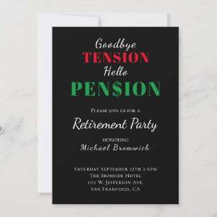 Funny Hej Pension Pension Party-inbjudan Inbjudningar