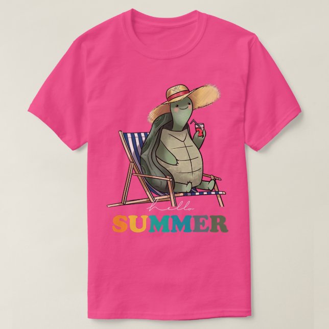 Funny Hej sommarturtle Summertime Vacation  T Shirt (Design framsida)
