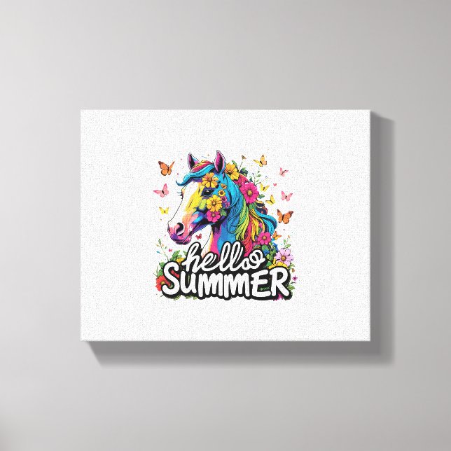 Funny Hej Summer Horse Canvastryck (Framsida)