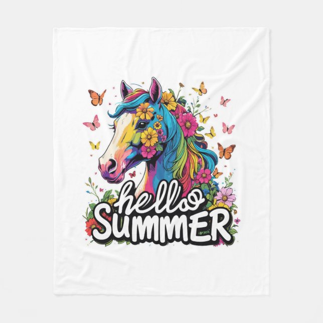Funny Hej Summer Horse Fleecefilt (Framsidan)
