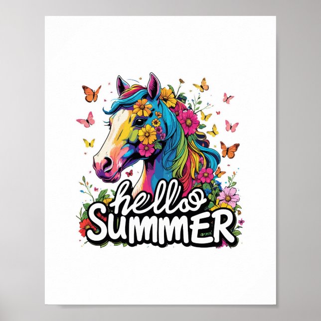 Funny Hej Summer Horse Poster (Framsidan)