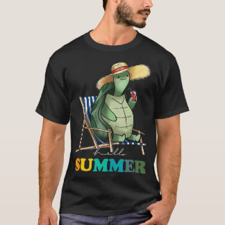 Funny Hej Summer Turtle Summertime-strand  T Shirt