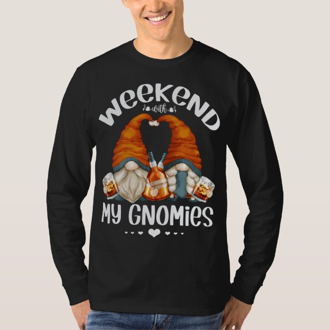 Funny Helg Gnomes Bourbon Älskare Cute Gnomies T Shirt (Framsida)