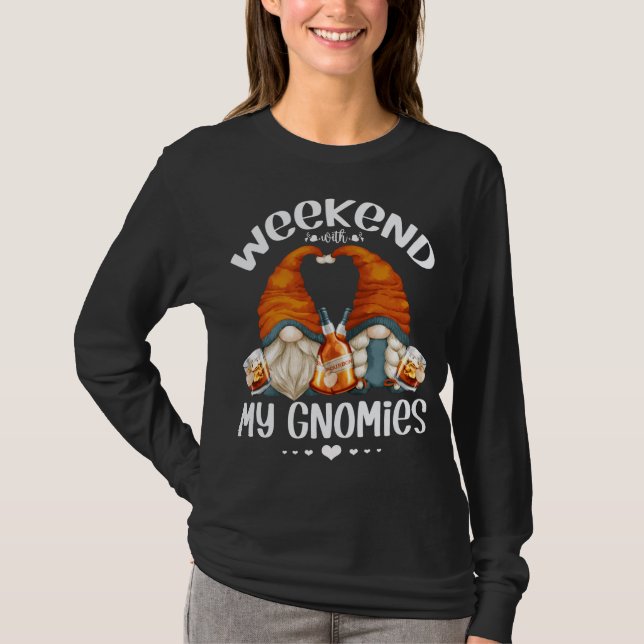 Funny Helg Gnomes Bourbon Älskare Cute Gnomies T Shirt (Framsida)