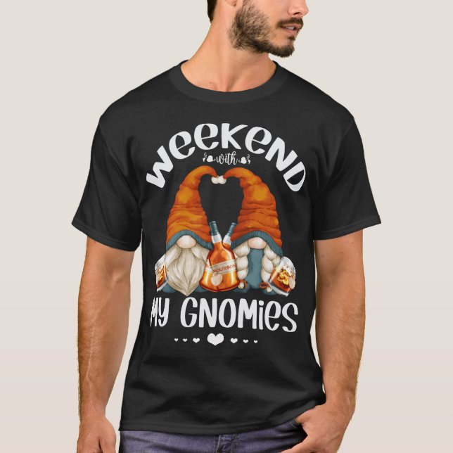Funny Helg Gnomes Bourbon Älskare Cute Gnomies T Shirt (Framsida)