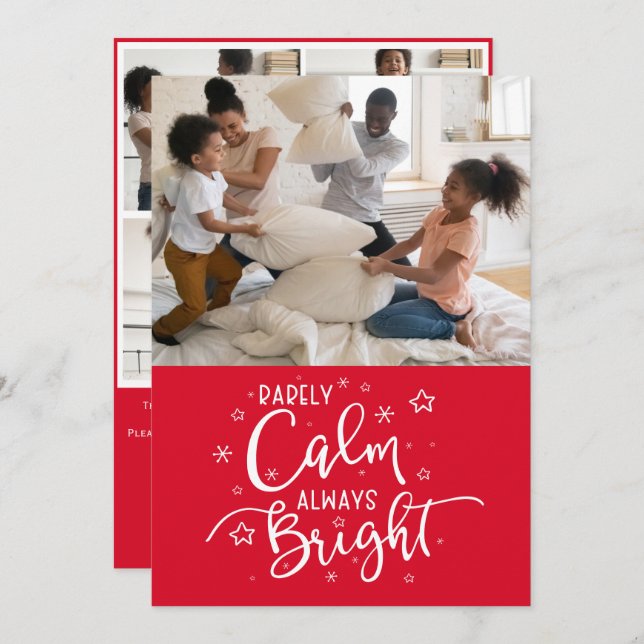 Funny Helgdag 5 Photo Rarely Lugn Red jul Julkort (Fram/baksida)