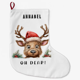 FUNNY Helgdag Reindeer Stor Julstrumpa