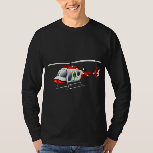 Funny Helicopter Älskare Julafton Santa Hat Helico T Shirt (Framsida)