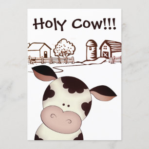 Funny Heliga Cow Farm Humoral 40:e födelsedagen Pa Inbjudningar