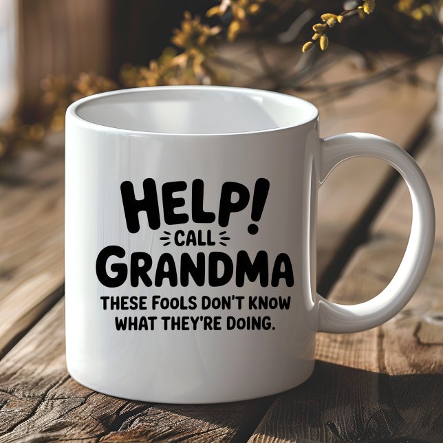 Funny Help Call Grandma Gift Grandmother  Kaffemugg (Skapare uppladdad)