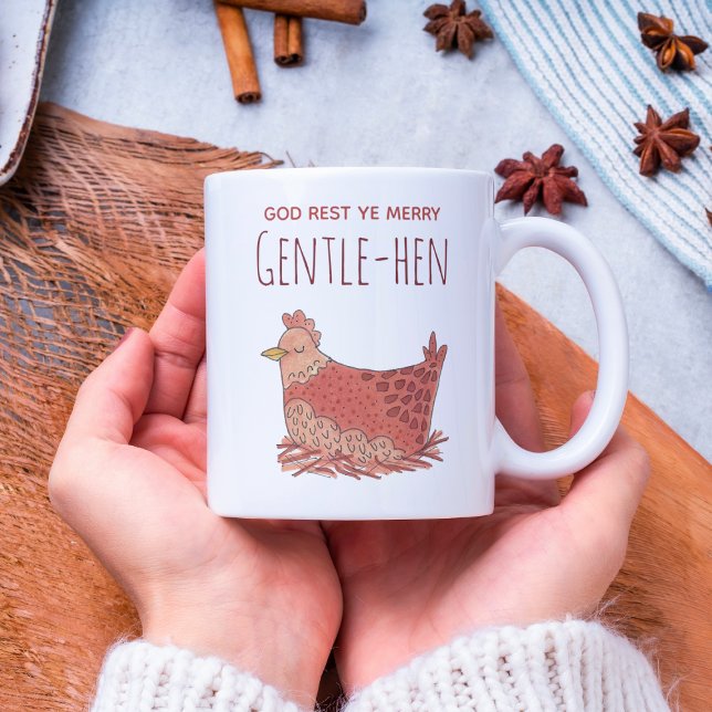 Funny Hen Chicken jul Pun Kaffemugg (Skapare uppladdad)