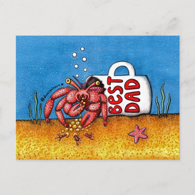 Funny Hermit Crab Fars dag Best Pappa Vykort (Framsida)
