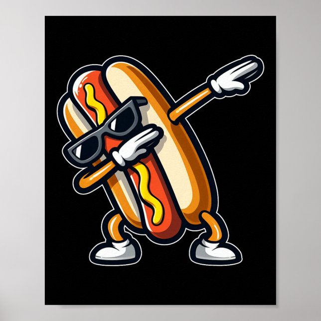 Funny Hett Hund älskare Hotdog Dab Dancing Foodie  Poster (Framsidan)