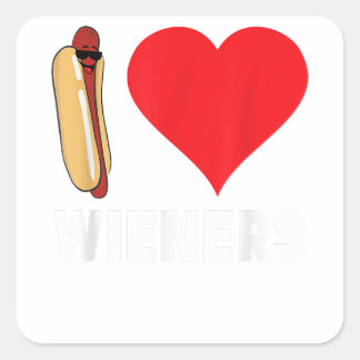 Funny Hett Hund design - I Kärlek Wieners Heart BB Fyrkantigt Klistermärke