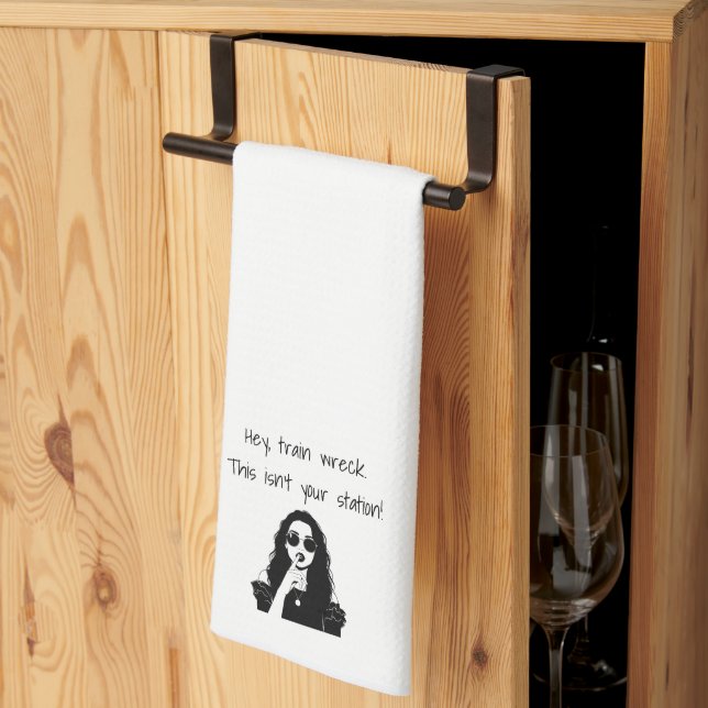 Funny Hey, Train Wreck This Isn't Your Station  Kökshandduk (Thirds Fold)