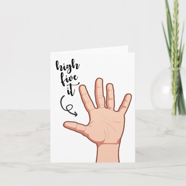 Funny High 5 illustrerade grattis hand Kort (Framsida)