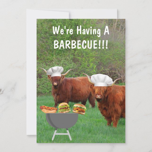 Funny Highland Cow Barbecue Inbjudningar (Framsida)