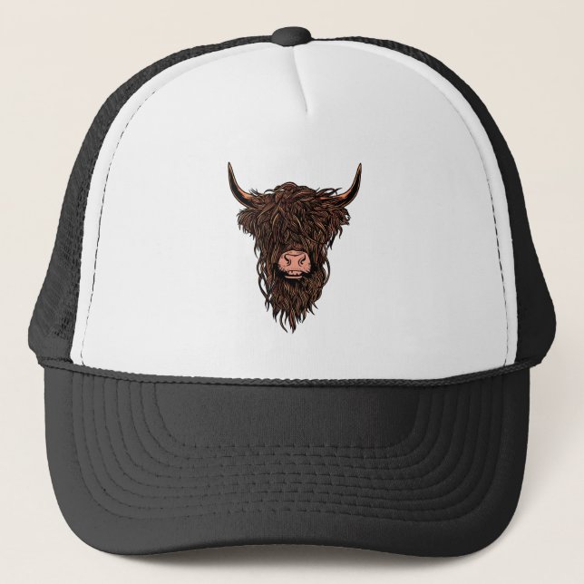 Funny Highland Cow Head Keps (Framsida)