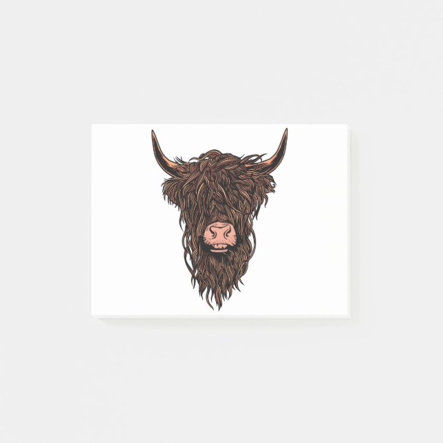 Funny Highland Cow Head Post-it Block (Framsida)