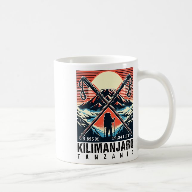 Funny Hiking Art Climbed Mount Kilimanjaro For Hik Kaffemugg (Höger)
