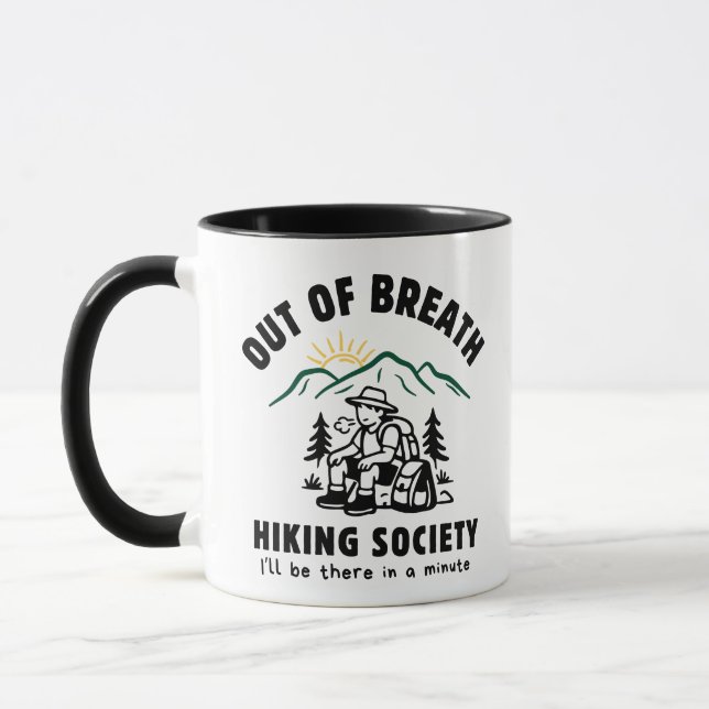 Funny Hiking Out Of Breath Mountain Sunrise Mugg (Vänster)