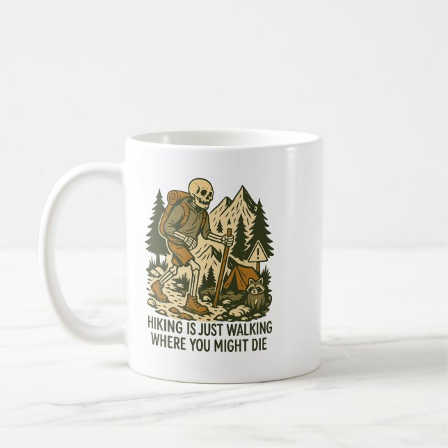 Funny Hiking, Outdoorsy Father's Day Gift, Dark Hu Kaffemugg (Vänster)