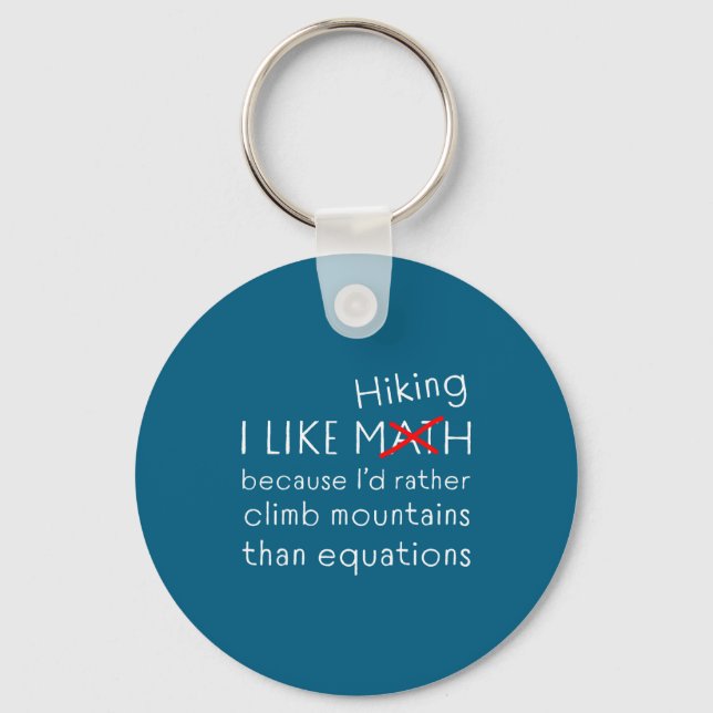 Funny Hiking Over Math Humor Mountains Vs Equation Nyckelring (Framsida)