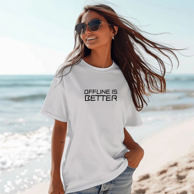 Funny hiking shirt offline is better black t (Skapare uppladdad)