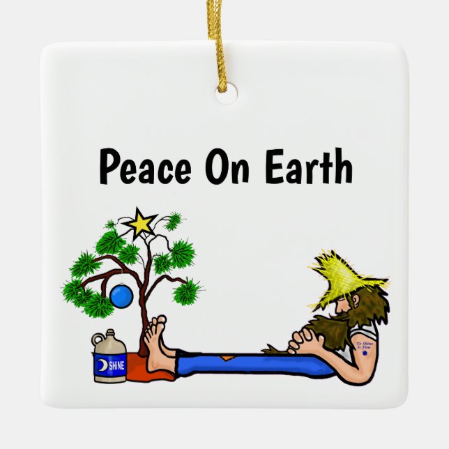 Funny Hillbilly och Santa Moonshine Ornament (Framsida)