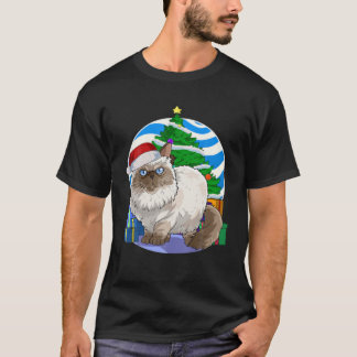 Funny Himalayan Cat Santa Christmas Tree Decor T Shirt