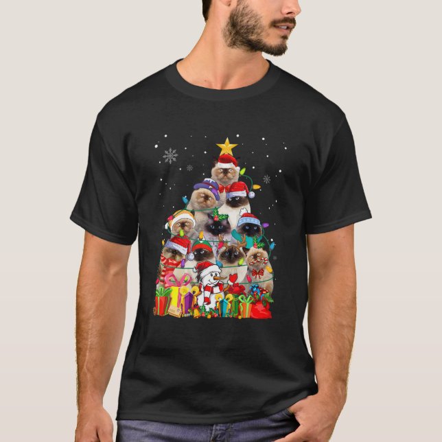 Funny Himalayan Christmas Tree Cute Pet Cat Lover T Shirt (Framsida)