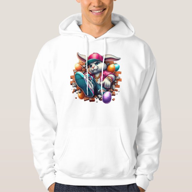 Funny hip hop Gangster Bunny Påsk Urban Design Hoodie (Framsida)