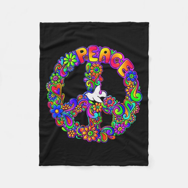 Funny Hipe Flower Wer Peace Sign Tee  Fleecefilt (Framsidan)