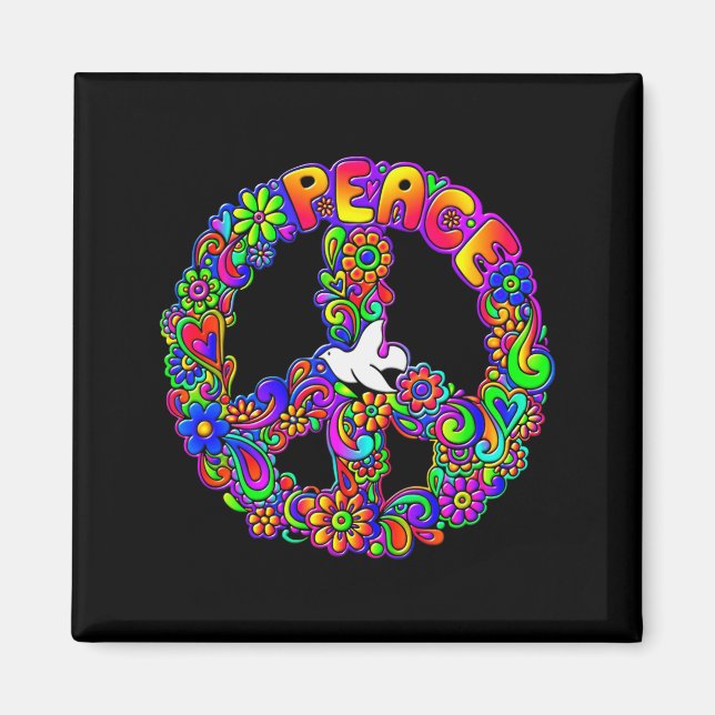 Funny Hipe Flower Wer Peace Sign Tee  Magnet (Framsidan)