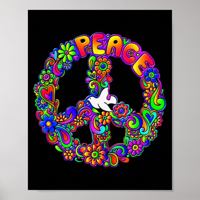 Funny Hipe Flower Wer Peace Sign Tee  Poster (Framsidan)