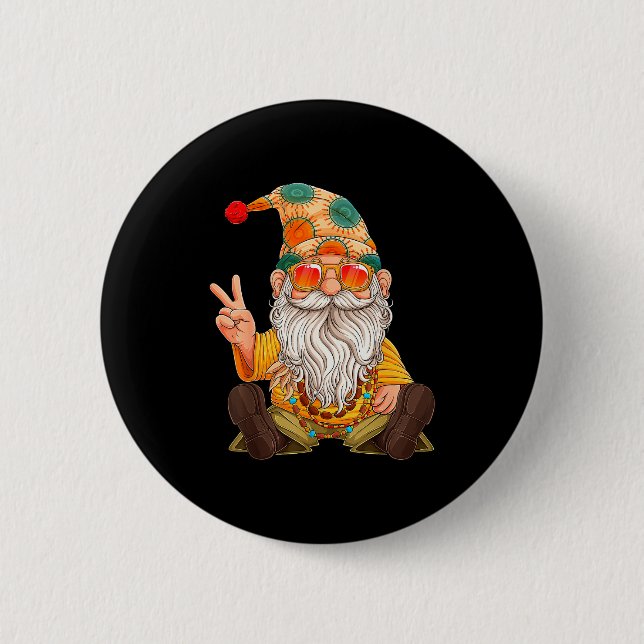 Funny Hipe Gnome Peace Sign Gnomes Lovers Men Wome Knapp (Framsida)