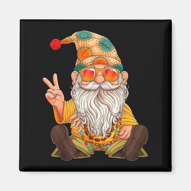 Funny Hipe Gnome Peace Sign Gnomes Lovers Men Wome Magnet (Framsidan)
