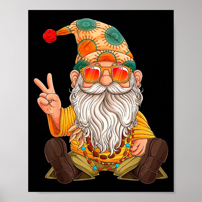 Funny Hipe Gnome Peace Sign Gnomes Lovers Men Wome Poster (Framsidan)
