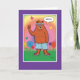 Funny Hippie Bear Day Birthday Kort