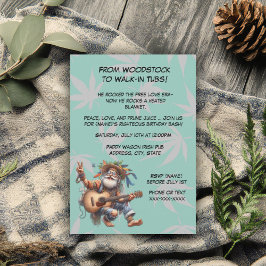 Funny Hippie Birthday-Groovy Old Man Party Inbjudningar