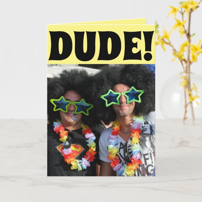 FUNNY HIPPIE BIRTHDAY-KORT FÖR HIM KORT (Gul blomma)