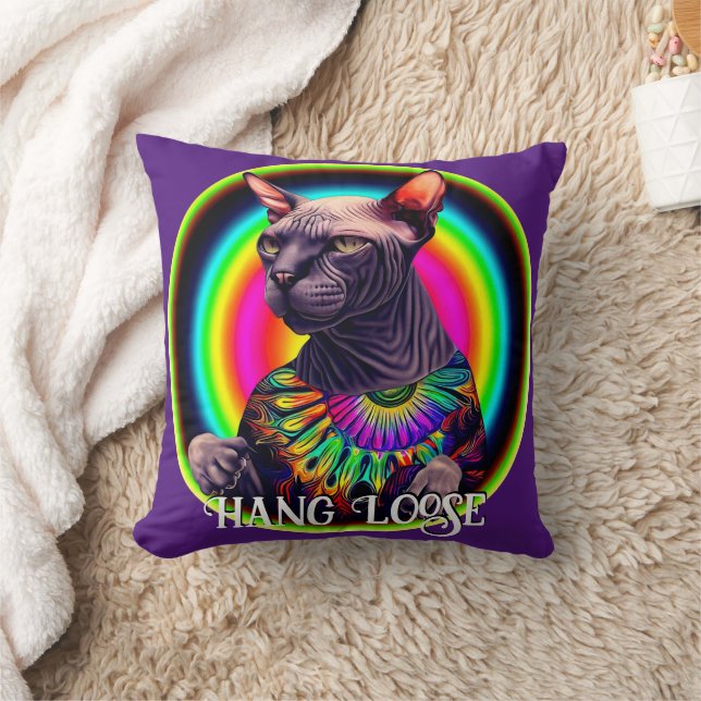 Funny Hippie Sphynx Cat Kudde (Filt)