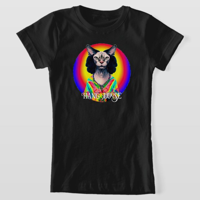 Funny Hippie Sphynx Cat T Shirt (Laydown)