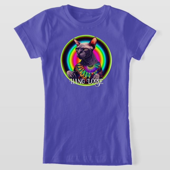 Funny Hippie Sphynx Cat T Shirt (Laydown)