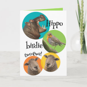 Funny Hippo Birdie Två vecendag Kort