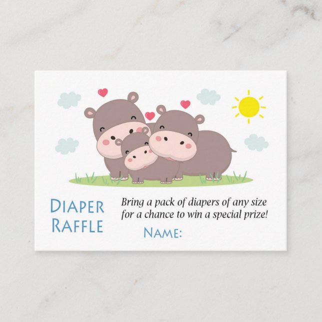 Funny Hippo Diaper Raffle Biljett (Framsida)