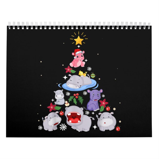 Funny Hippo Julgran | Julafton Hippopotamus Kalender (Omslag)