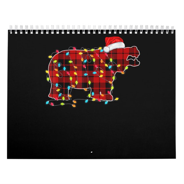 Funny Hippo-julljusmatchningsfamilj Kalender (Omslag)