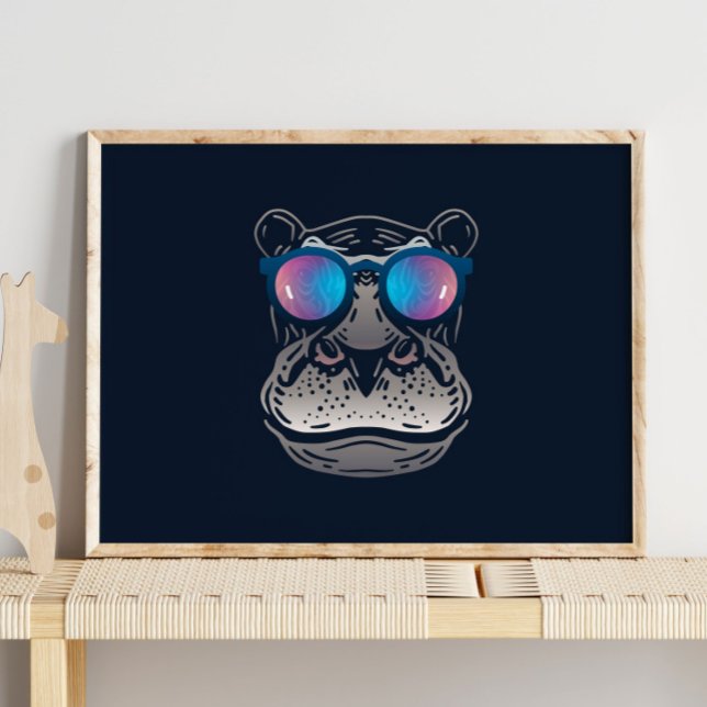 Funny Hippo | Med solglasögon för väggutskrift Poster (Skapare uppladdad)