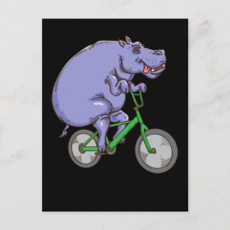 Funny Hippo Riding Bicycle Hippopotamus Kids Hippo Vykort